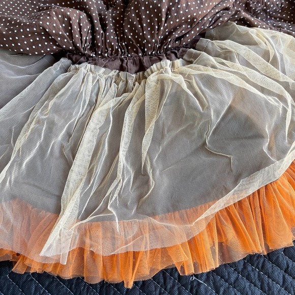 Beetlejuice Skirt Girls Size 7 Brown Polka Dot Floral Layered - Picture 7 of 9